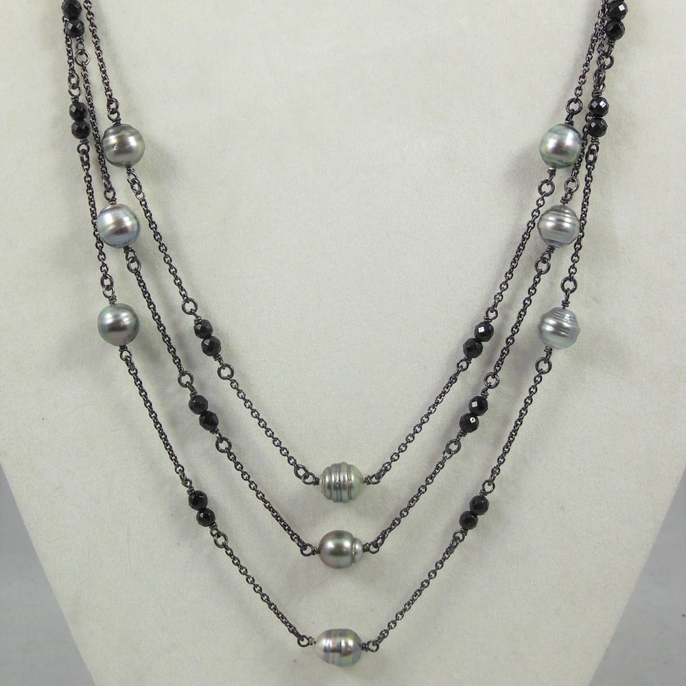 Black Paris-perle Tahiti Multi-strand Necklace